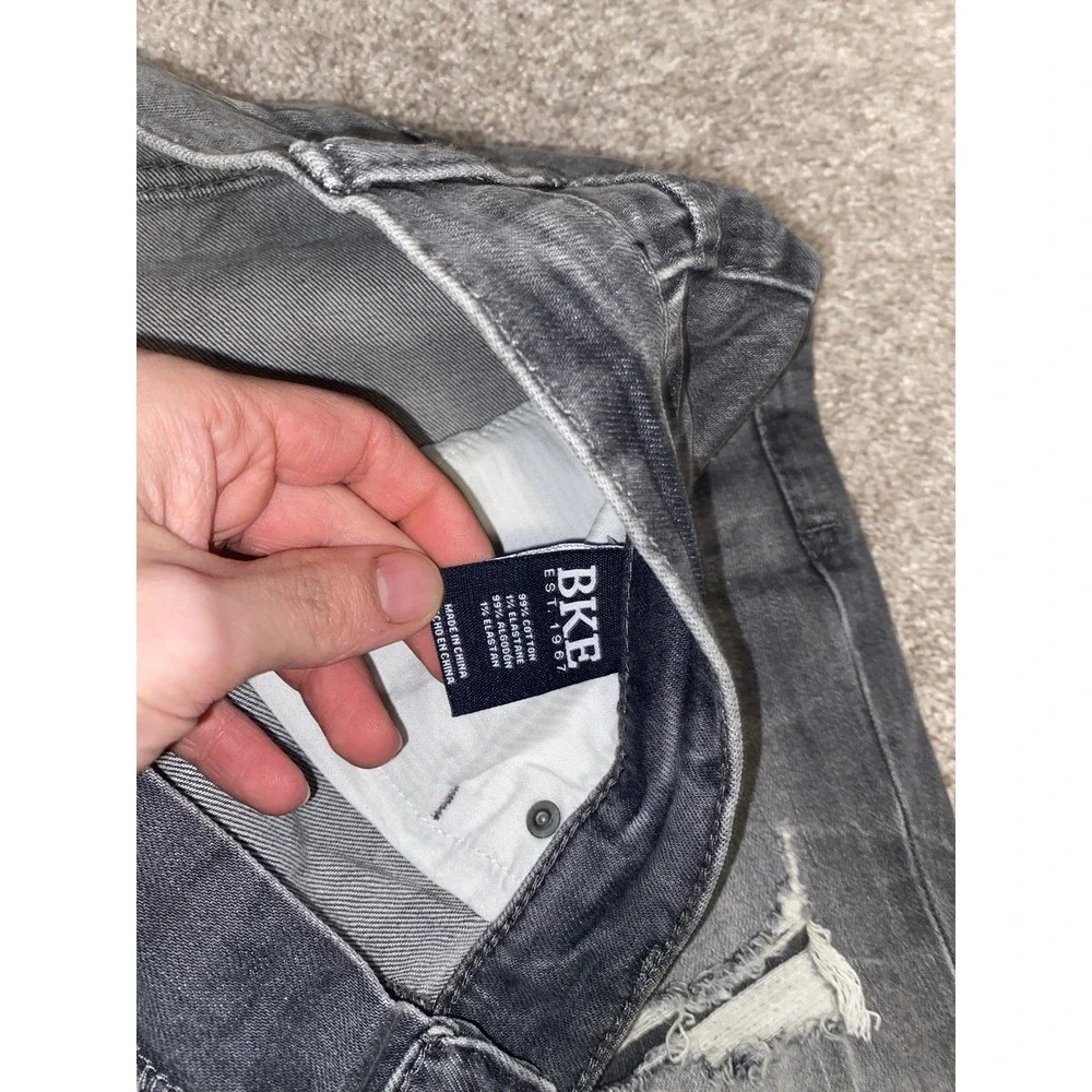 BKE Jake Straight‎ Jeans Mens 38x30 Gray Distressed Stretch Y2K Hipster Trendy
